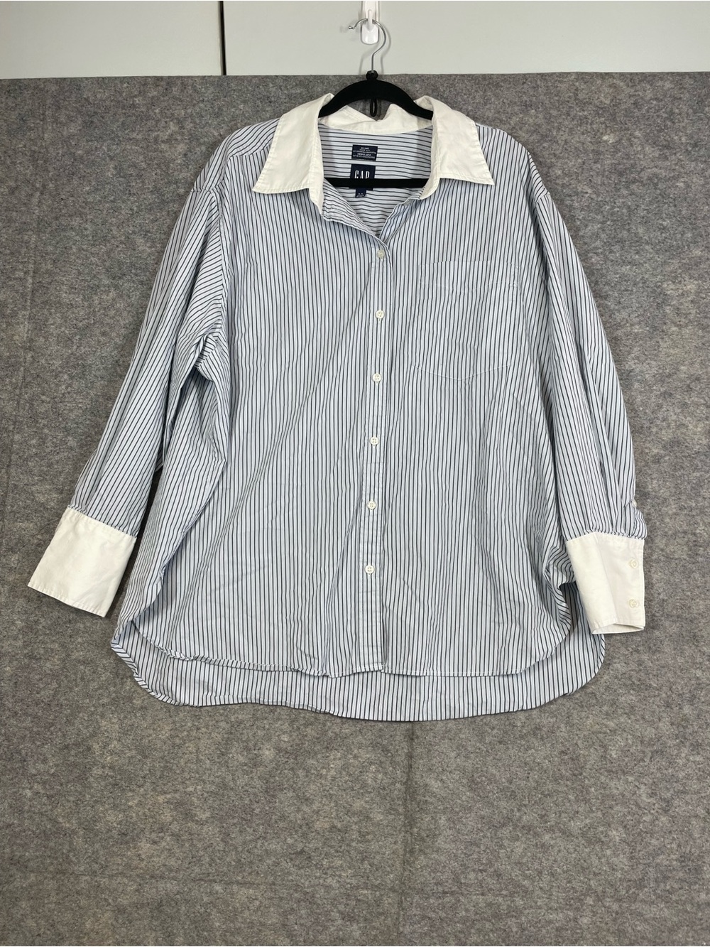 GAP Big Shirt Striped Button Down XL Cotton Oversized Coastal Preppy Nautical